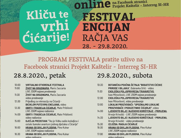 Prva edicija Festivala Encijan posvećenog promociji Ćićarije - online izadnje putem Facebook stranice projekta Kaštelir