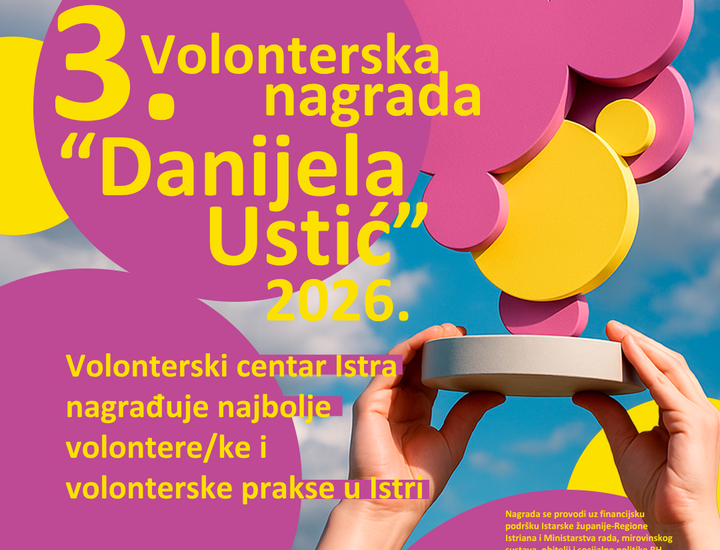 Otvorene prijave za 3. Volontersku nagradu „Danijela Ustić“ za 2026. godinu