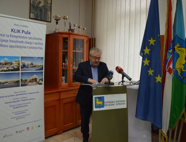 Predstavljen EU projekt "Centar za kompetentno cjeloživotno razvijanje inovativnih znanja i vještina u sektoru ugostiteljstva i turizma Pula - KLIK Pula"