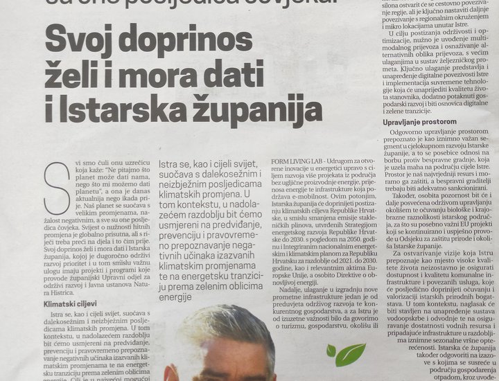 Naš planet se suočava s velikim promjenama, nažalost negativnim, a sve su one posljedica čovjeka. Svoj doprinos mora dati i Istarska županija