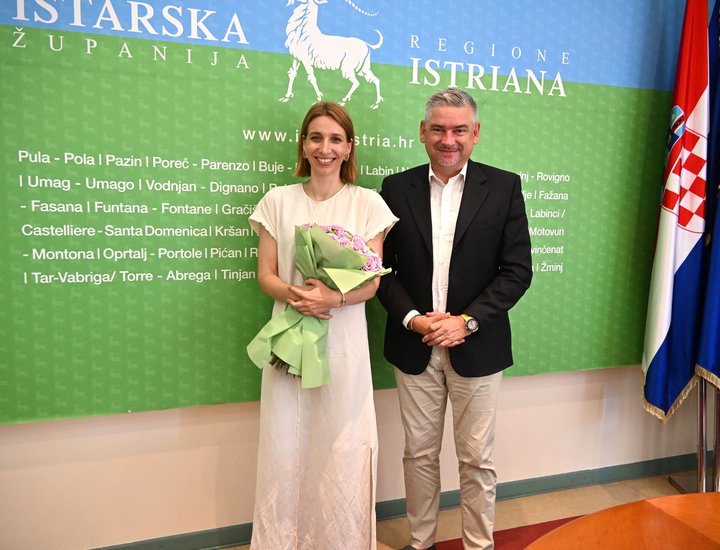 Župan Miletić primio glumicu Dijanu Vidušin, dobitnicu Nagrade „Vladimir Nazor“